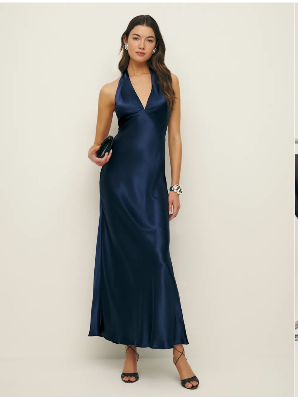Reformation Daniela Navy Silk Dress - Picture 4 of 9